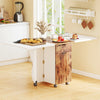 Folding Dining Table 3-in-1 Space-Saving Drop Leaf Kitchen Table with Lockable Wheels-Brown - Gallery View 1 of 11