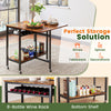 Folding dining table with expandable laptop, rustic brown finish, 8-bottle wine rack, perfect for compact storage.