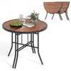 Half-round folding event table with a metal frame, featuring a waterproof SPC top, ideal for indoor and outdoor use.