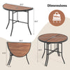 Half-round folding event table with SPC tabletop and metal frame, ideal for indoor and outdoor use, easy to store.
