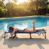 Folding Face Down Tanning Chair with Face Hole 3 Removable Pillows-Blue Stripe - Gallery View 1 of 9