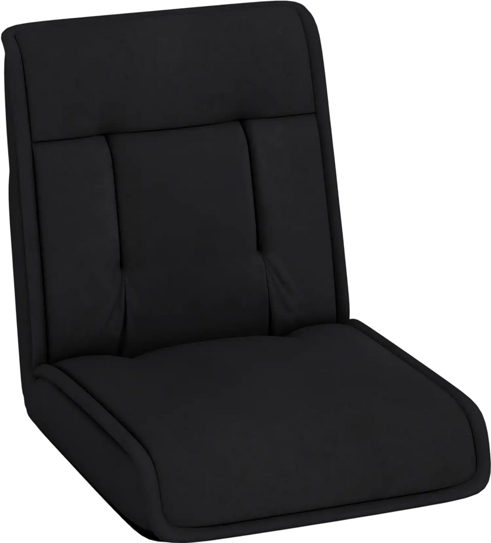 Black folding floor chair with plush sponge filling and ergonomic design, perfect for meditation or casual lounging.