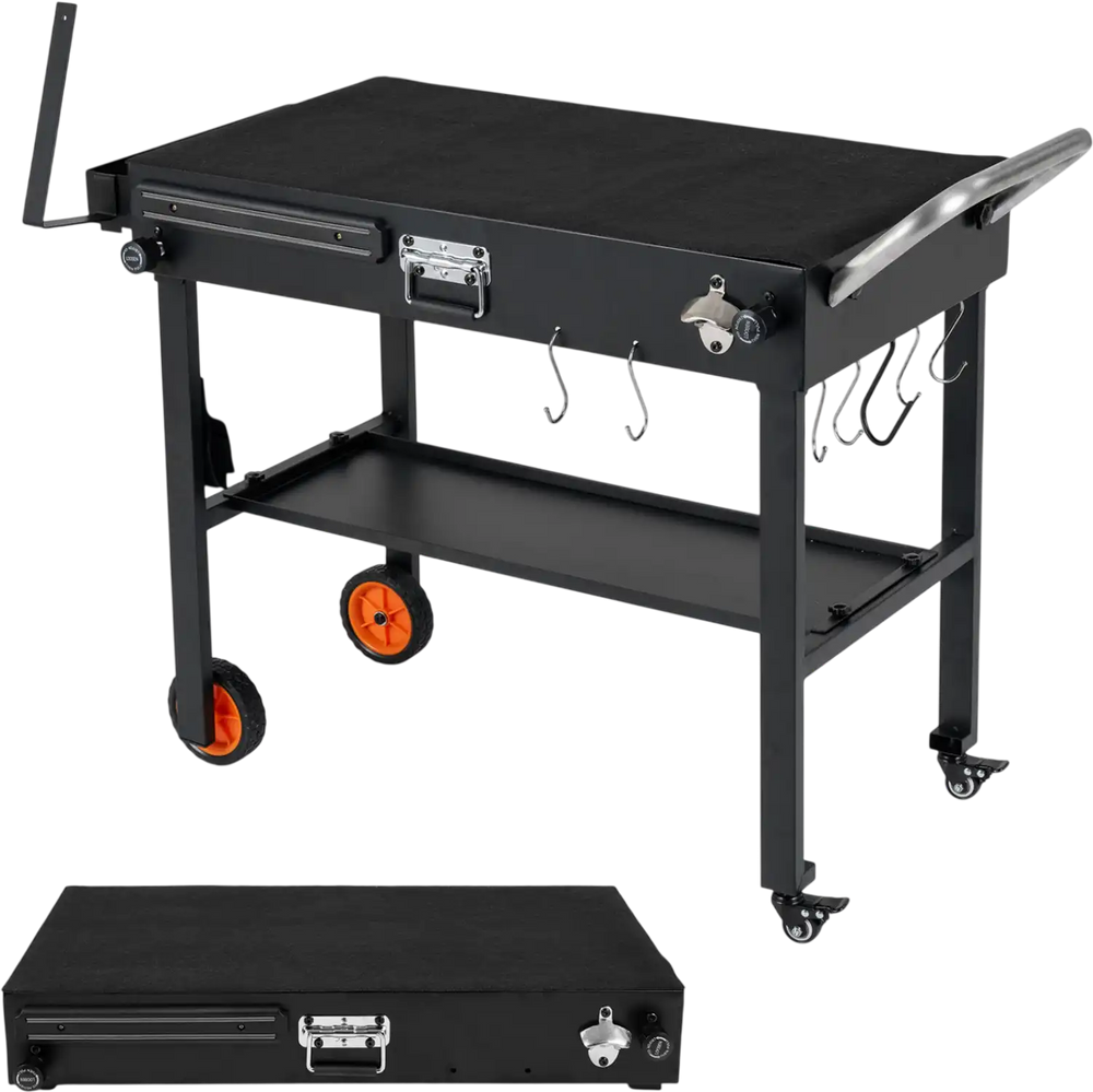Folding Grill Cart for 17 and 22 Inch Griddles with Heat-Resistant Mat