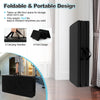 Folding gymnastics mat in black with carry handles, 4-fold design, ideal for yoga and martial arts, easy to transport.