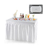 Folding ice bin table with skirt, spacious for beverages, waterproof HDPE top, ideal for camping and weddings.