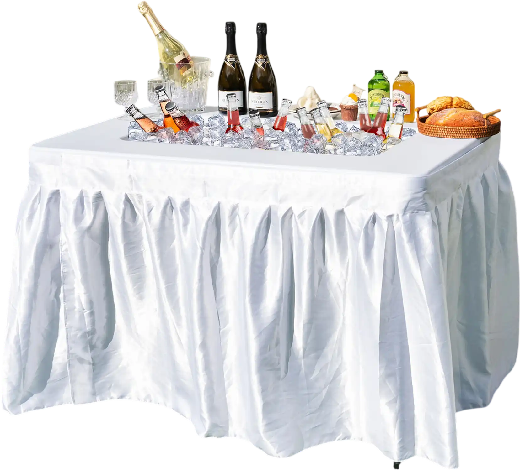 Costway 4' Folding Ice Bin Table w/ Skirt White 28973514 New
