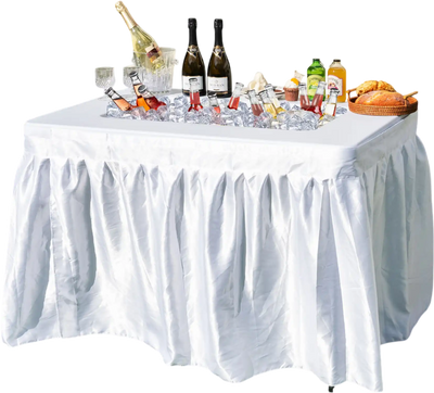 Costway 4' Folding Ice Bin Table w/ Skirt White 28973514 New