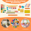 Colorful building blocks and easel accessories for kids, ideal for art, play, and study in nursery or kindergarten.
