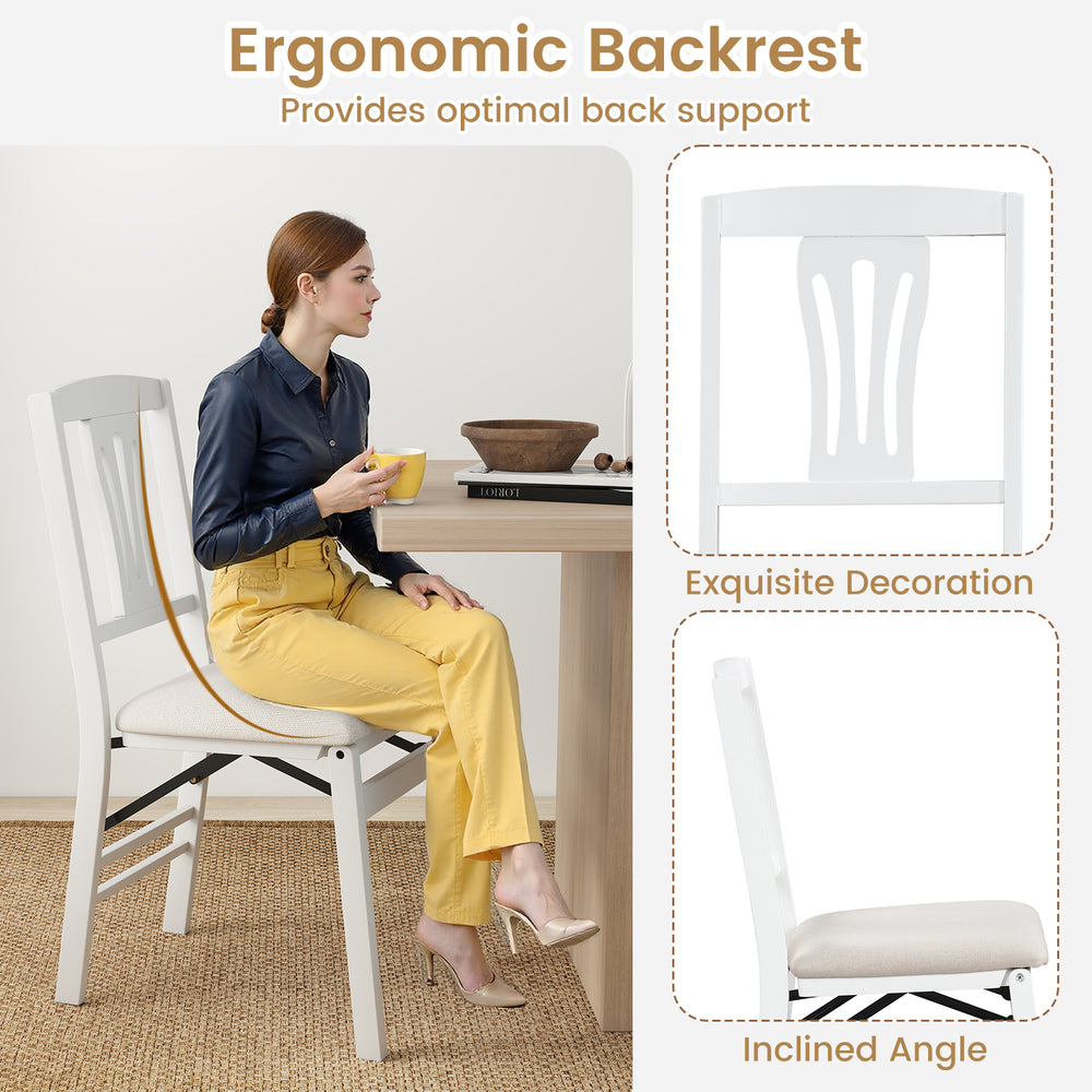 Folding kitchen chair with ergonomic backrest, upholstered in wear-resistant linen, ideal for dining and easy storage.