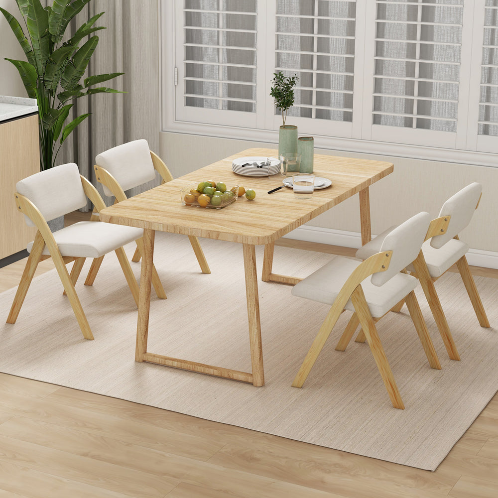 Set of 2 folding kitchen dining chairs with natural rubber wood legs, featuring padded seats for comfort in a modern.