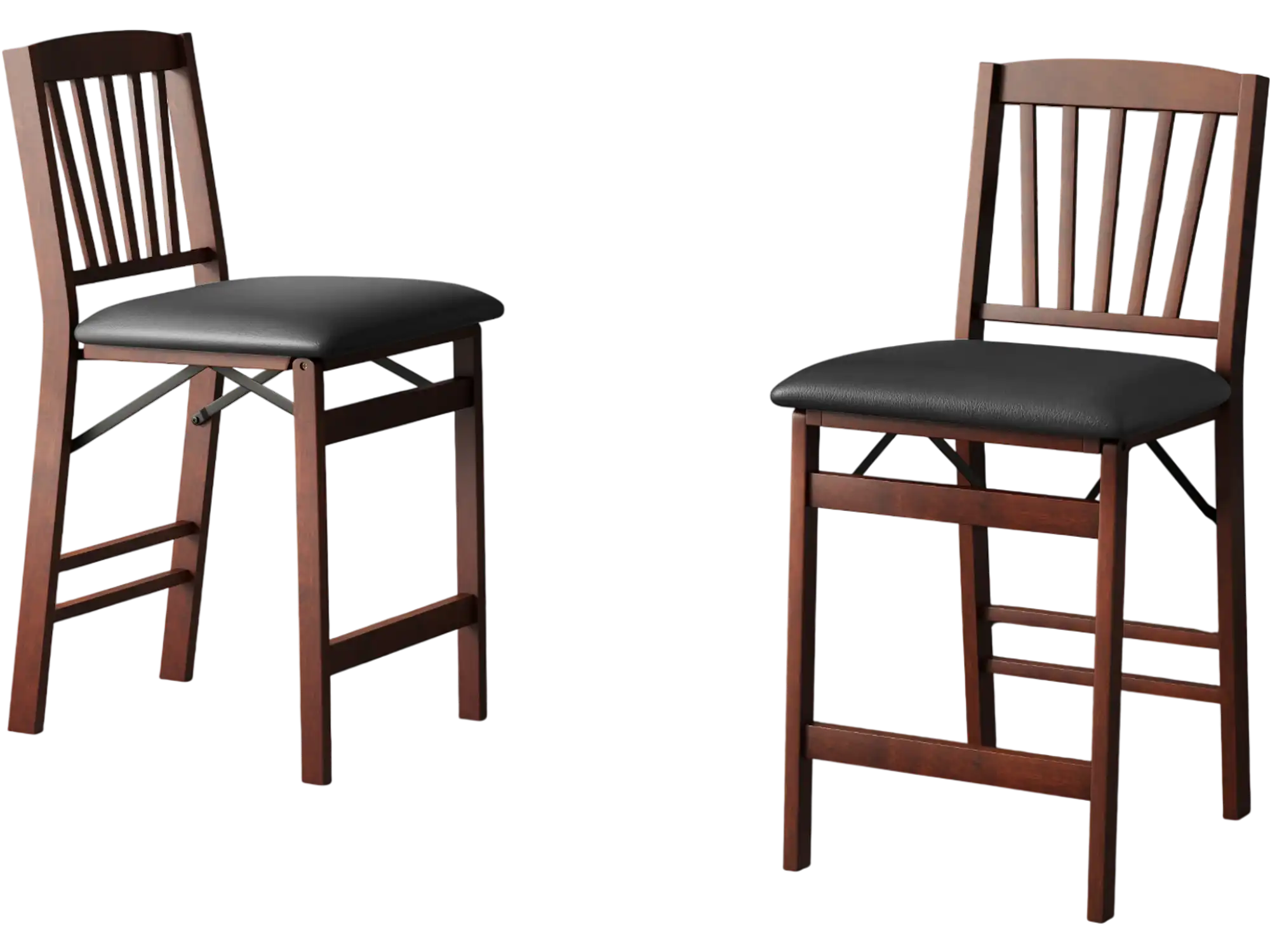 Costway Set of 2 Folding Counter Height Bar Stools Padded Seat Brown 76981235 New