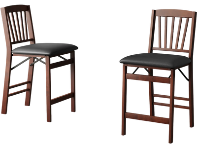 Costway Set of 2 Folding Counter Height Bar Stools Padded Seat Brown 76981235 New