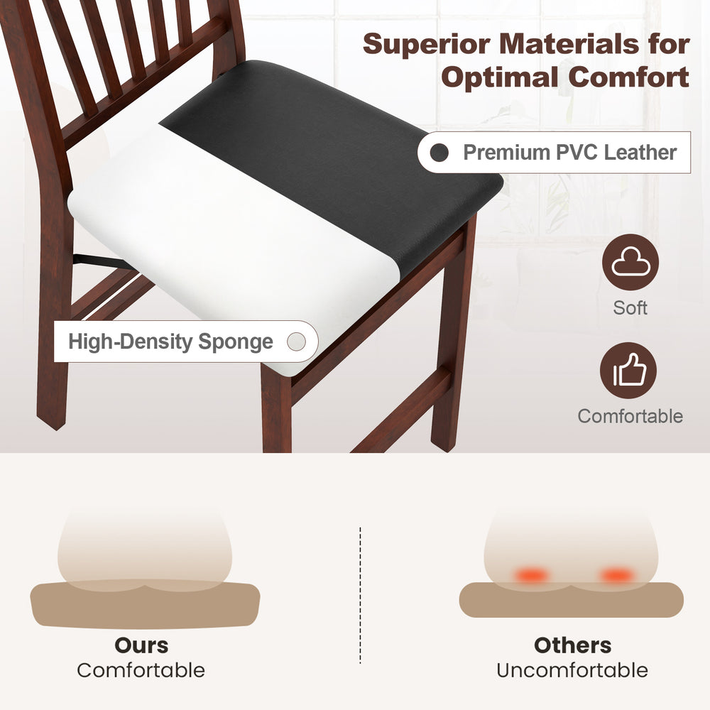 Folding kitchen stool with padded seat in brown, featuring premium PVC leather and high-density sponge for comfort.