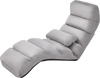 Folding lazy sofa couch in gray with adjustable positions and a pillow, perfect for gaming or relaxing at home.