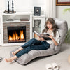 Folding lazy sofa couch in gray with pillow, ideal for reading or watching TV, featuring adjustable positions for.