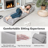 Folding lazy sofa couch in gray with pillow, featuring a durable steel frame and thick sponge for comfort, ideal for.