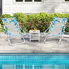 Folding Low Beach Chair Set of 2 Patio Sling Chairs with Padded Head Pillow-Blue - Gallery View 1 of 10
