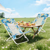 Folding low beach chair set of 2 with padded head pillows, featuring breathable mesh and a portable design for outdoor.