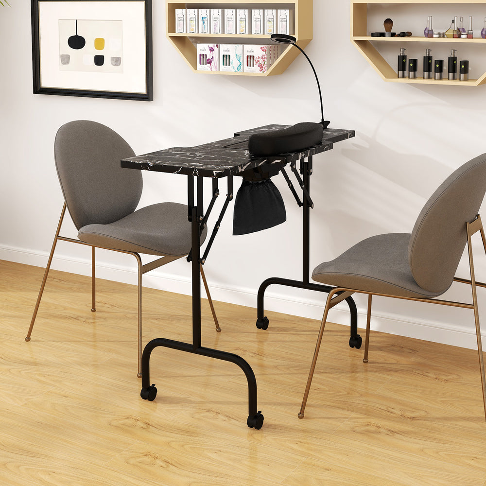 Folding Manicure Nail Table with Electric Dust Collector-Black - Gallery View 1 of 11