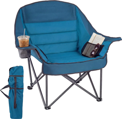 Costway Oversized Folding Camping Chair w/ Side Pockets Cup Holder 68773730 New