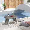 Folding gray PE rattan coffee table with wide top, perfect for outdoor use by the poolside or patio.