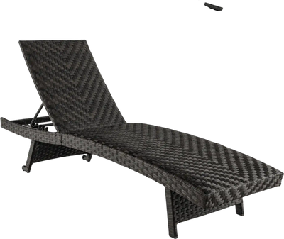 Costway Folding Rattan Patio Chaise Lounge Adjustable Backrest Quick-Dry Foam 87123465 New