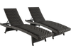 Folding Padded Rattan Patio Chaise Lounge with Adjustable Backrest Set of 2