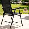 Folding patio chair with a sturdy metal frame, breathable mesh fabric, and 355 lbs weight capacity for outdoor relaxation.