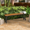 Rectangular folding picnic bench made of acacia wood with sturdy metal legs, perfect for outdoor dining and gatherings.
