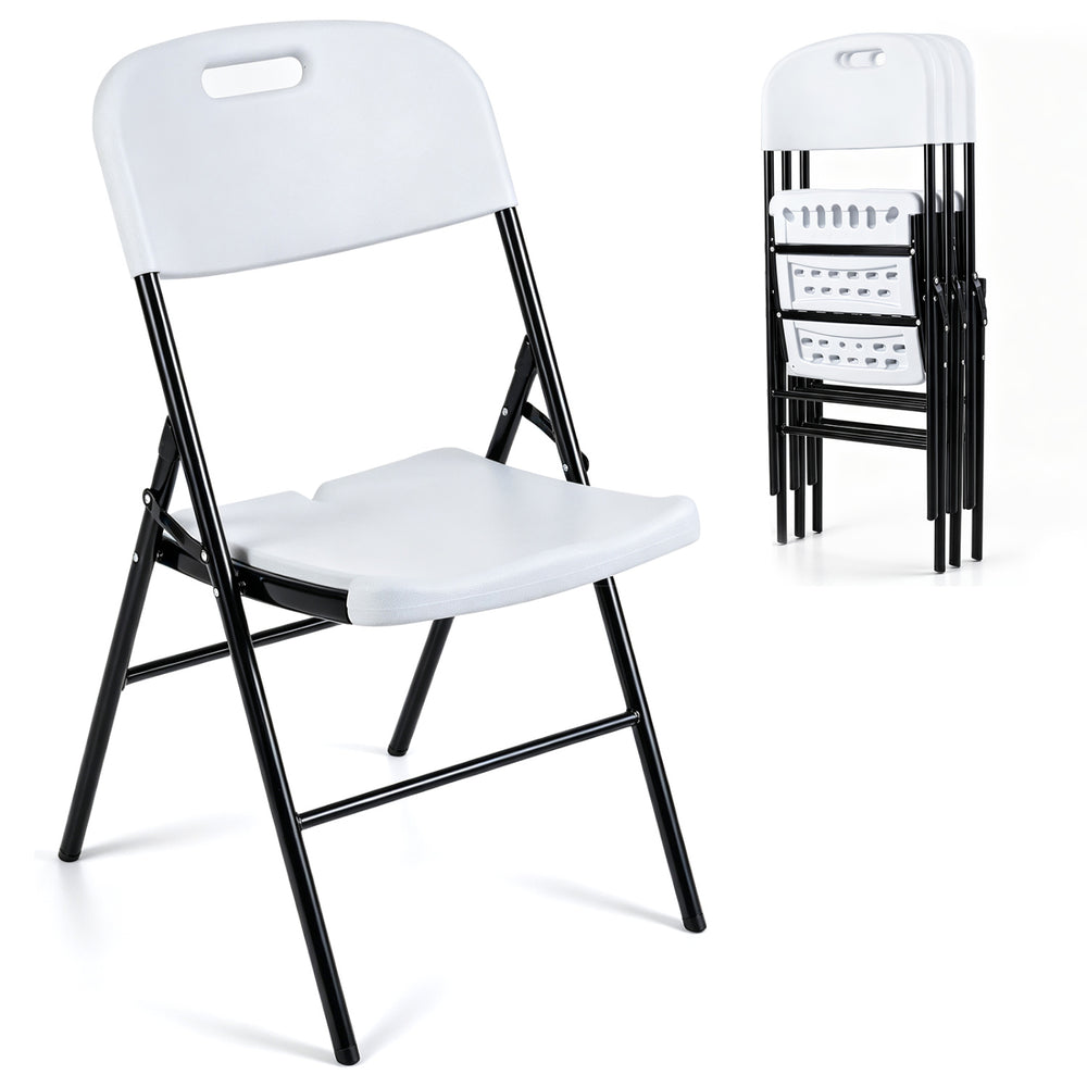 Folding Plastic Chairs 4 Pack w/ HDPE Backrest & Seat 330 LBS for Indoor Outdoor Events-White - Gallery View 1 of 1