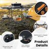 Folding portable outdoor cook station with heat-resistant aluminum tabletop, featuring side tables and anti-slip feet.