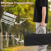 Folding roll-up camping table with metal legs, lightweight design, includes carrying bag for easy transportation.