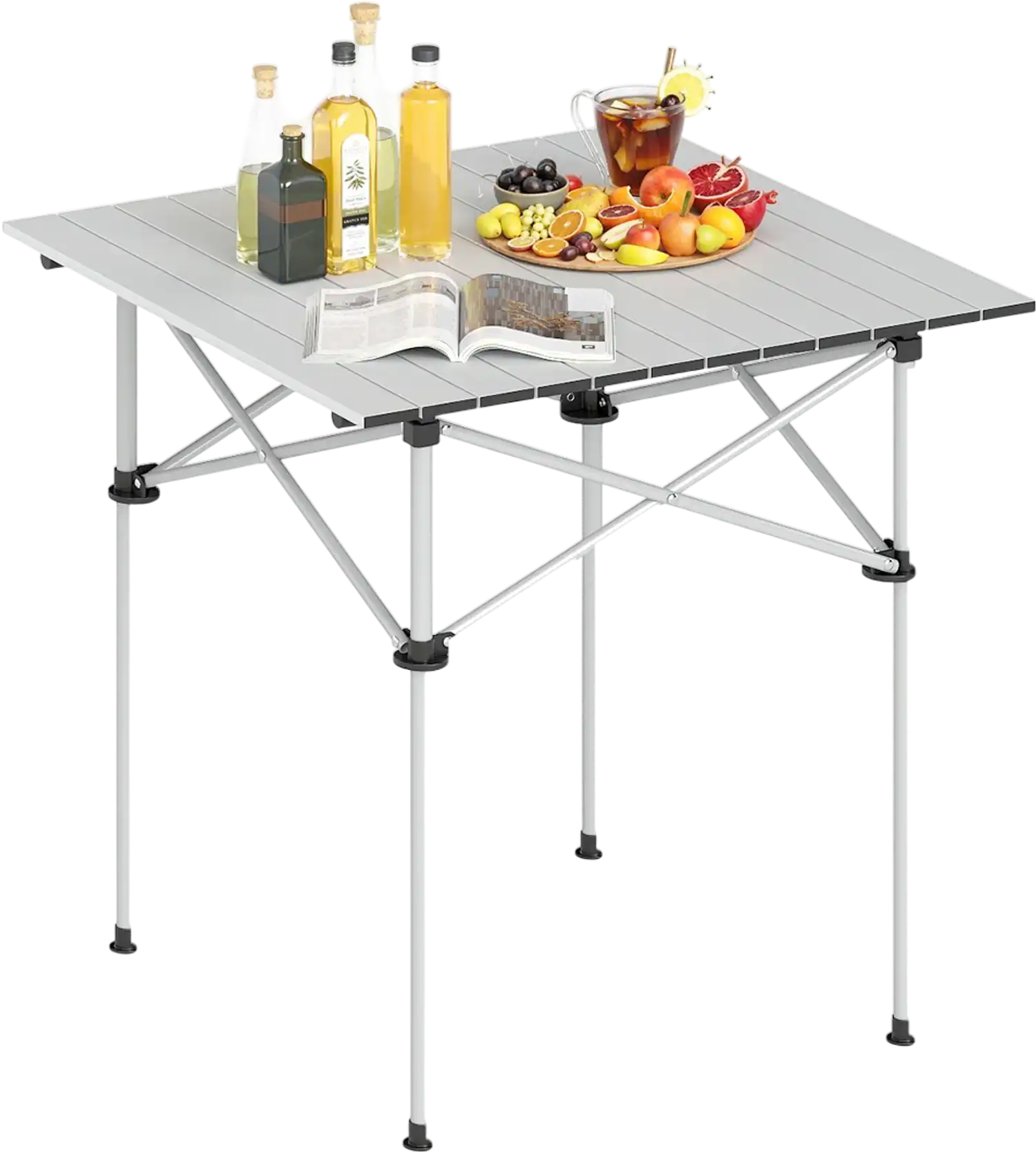 Costway Folding Roll-up Camping Table Metal Legs 13287928 New