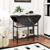Folding Round Dining Table with Lockable Wheels-Black - Gallery View 1 of 10