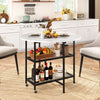 Folding Round Dining Table with Lockable Wheels-White - Gallery View 1 of 10