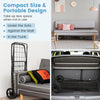 Folding shopping cart in black with dual storage baskets, showcasing compact design for easy storage and transport.