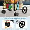 Folding shopping cart with dual storage baskets and 360° swiveling front wheels for easy maneuverability.