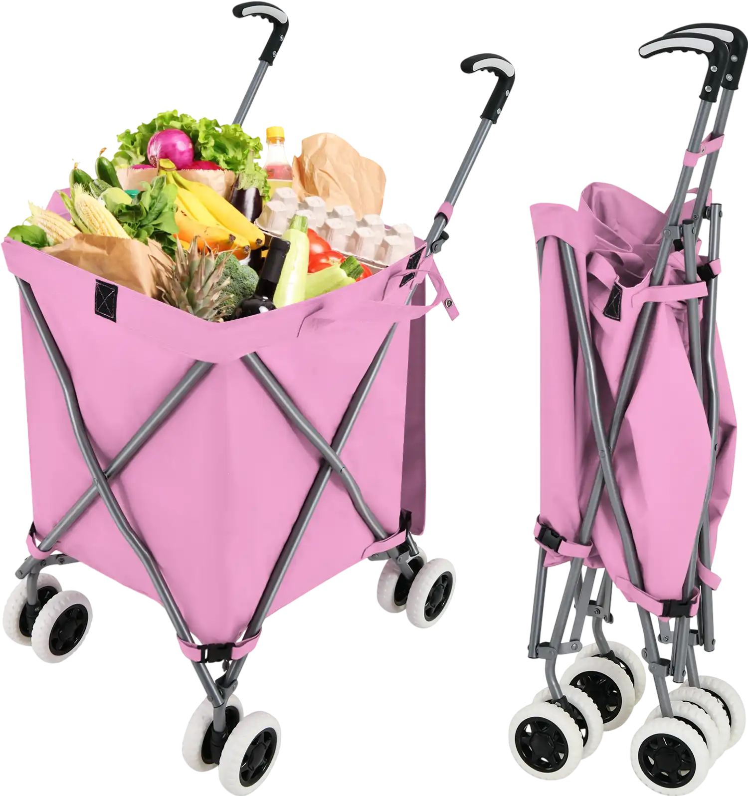 Costway Folding Shopping Utility Cart Water-Resistant Removable Canvas Bag 59128436 New
