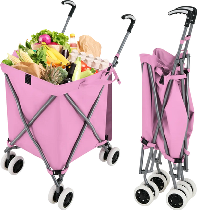 Costway Folding Shopping Utility Cart Removable Canvas Bag 59128436 New