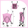 Folding shopping utility cart in pink with removable canvas bag, featuring a sturdy steel frame and 24-gallon capacity.