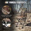 Swivel folding chair with camouflage pattern, padded cushion, and steel frame for comfortable outdoor hunting and.