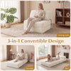 Folding sofa bed in beige with pillow and back support, showcasing 3-in-1 convertible design for versatile living.