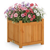 Folding square fir wood raised garden bed with vibrant flowers, perfect for patio or garden decoration and plant growth.