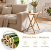 Folding TV tray table in white with premium bamboo structure, sturdy design, perfect for small spaces in living rooms.