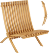 Folding Teak Wood Outdoor Lounge Chair with Slatted Seat and Backrest