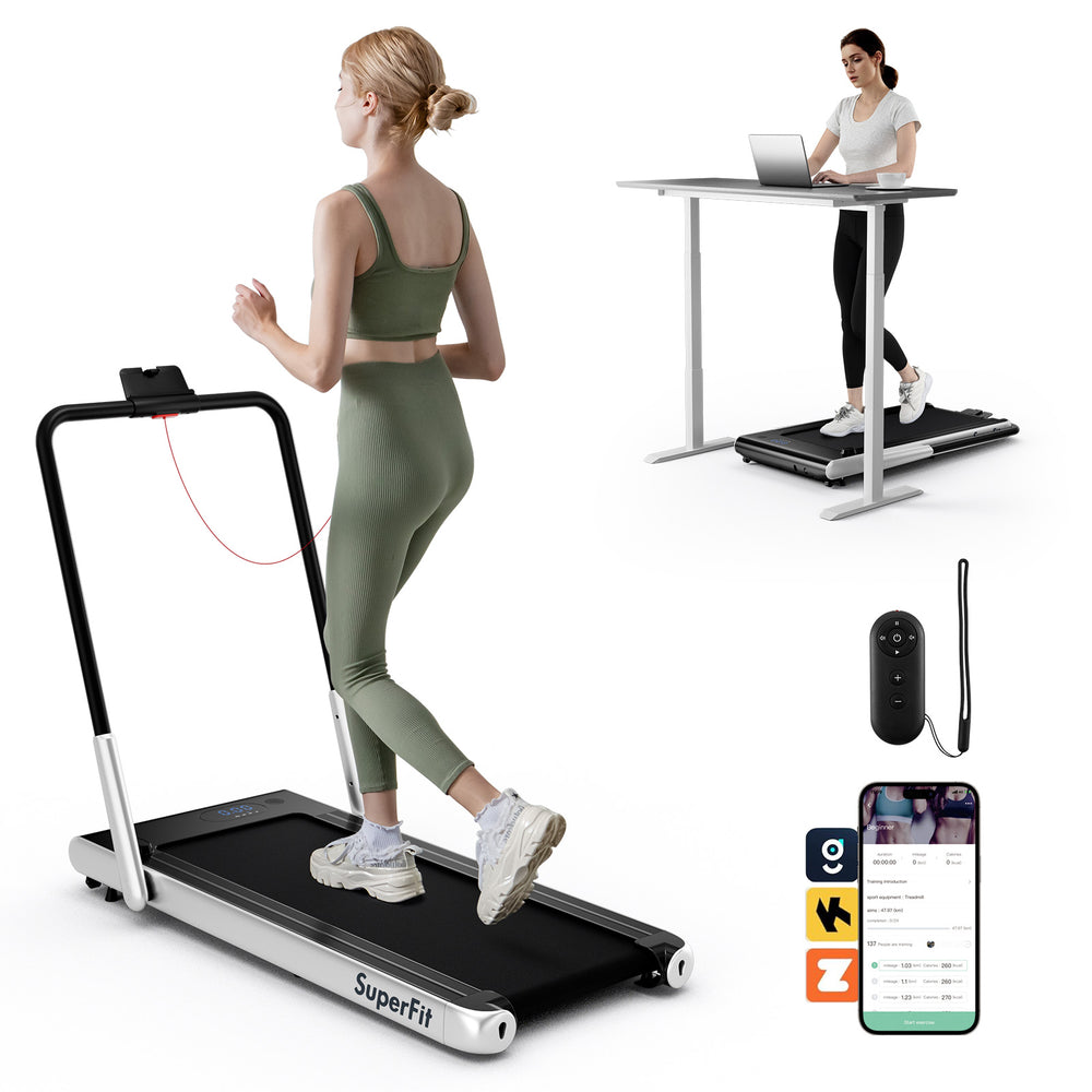 3-in-1 3HP Folding Treadmill with Smart Apps Remote Control and Speakers-Silver - Gallery View 1 of 11