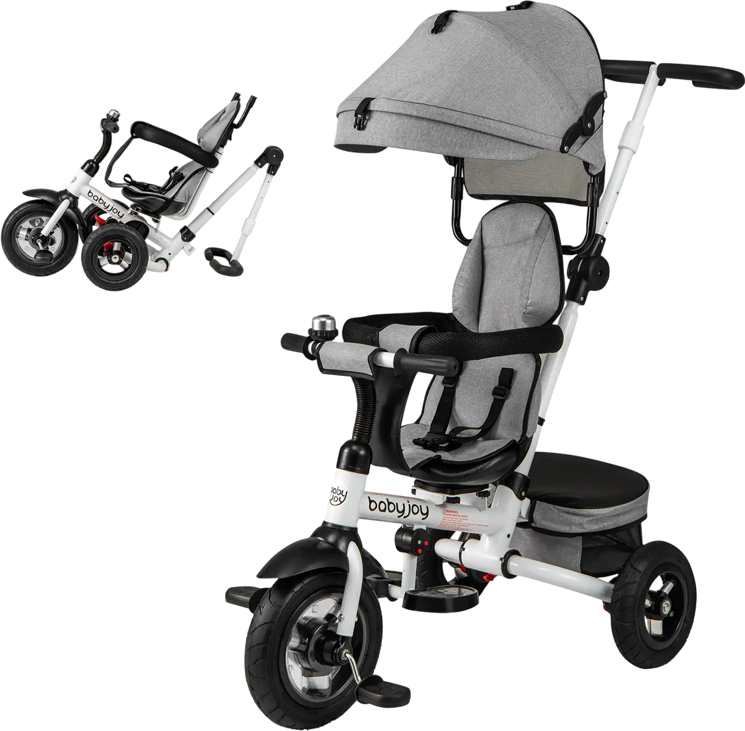 Costway Folding Baby Tricycle Stroller Reversible Seat Adjustable Canopy 92518364 New