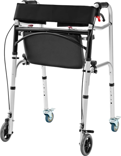 Costway Height Adjustable Aluminum Rolling Walker with Brakes 82451697 New
