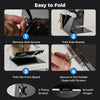 Folding welding table accessories showing easy folding steps with perforated panel for versatile workspace organization.