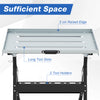 Folding welding table with 5 cm raised edge, 4-level height, and tool slots for organized workspace efficiency.